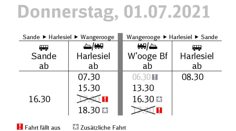 DB/SIW Fahrplanänderung Wegen Schiffsausfall 25.06.-01.07.2021 ...