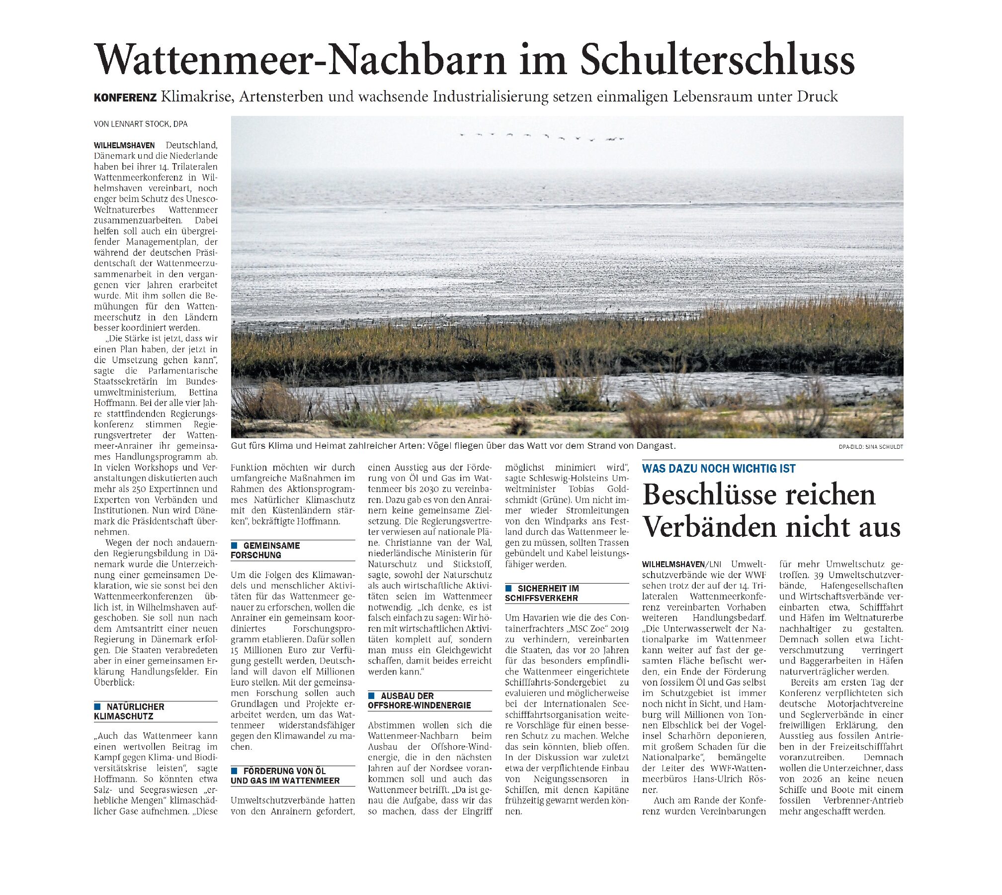 05.12.2022 Jeversches Wochenblatt – Wattenmeer-Nachbarn im Schulterschluss