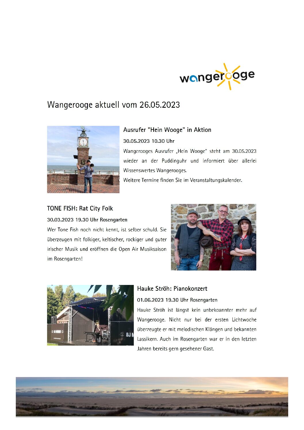 26.05.2023 Wangerooge Aktuell der Kurverwaltung -Veranstaltungshinweise