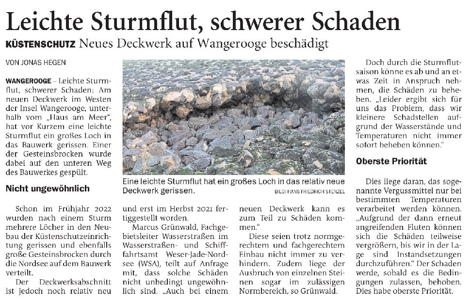 05.02.2024 Jeversches Wochenblatt – Leichte Sturmflut, schwerer Schaden