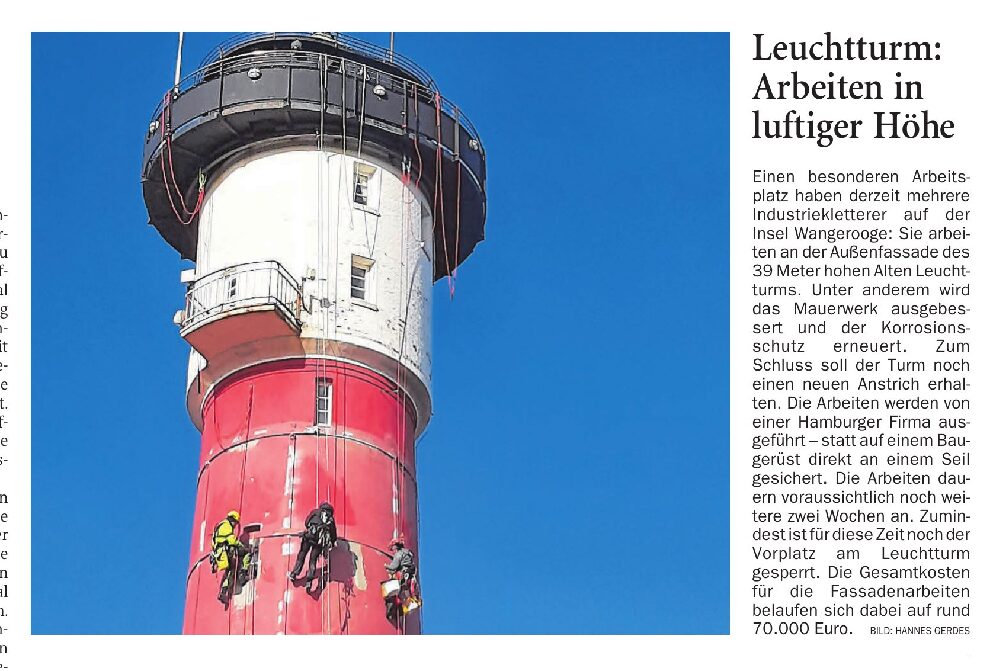 28.03.2024 Jeversches Wochenblatt – Leuchtturm: Arbeiten in luftiger Höhe