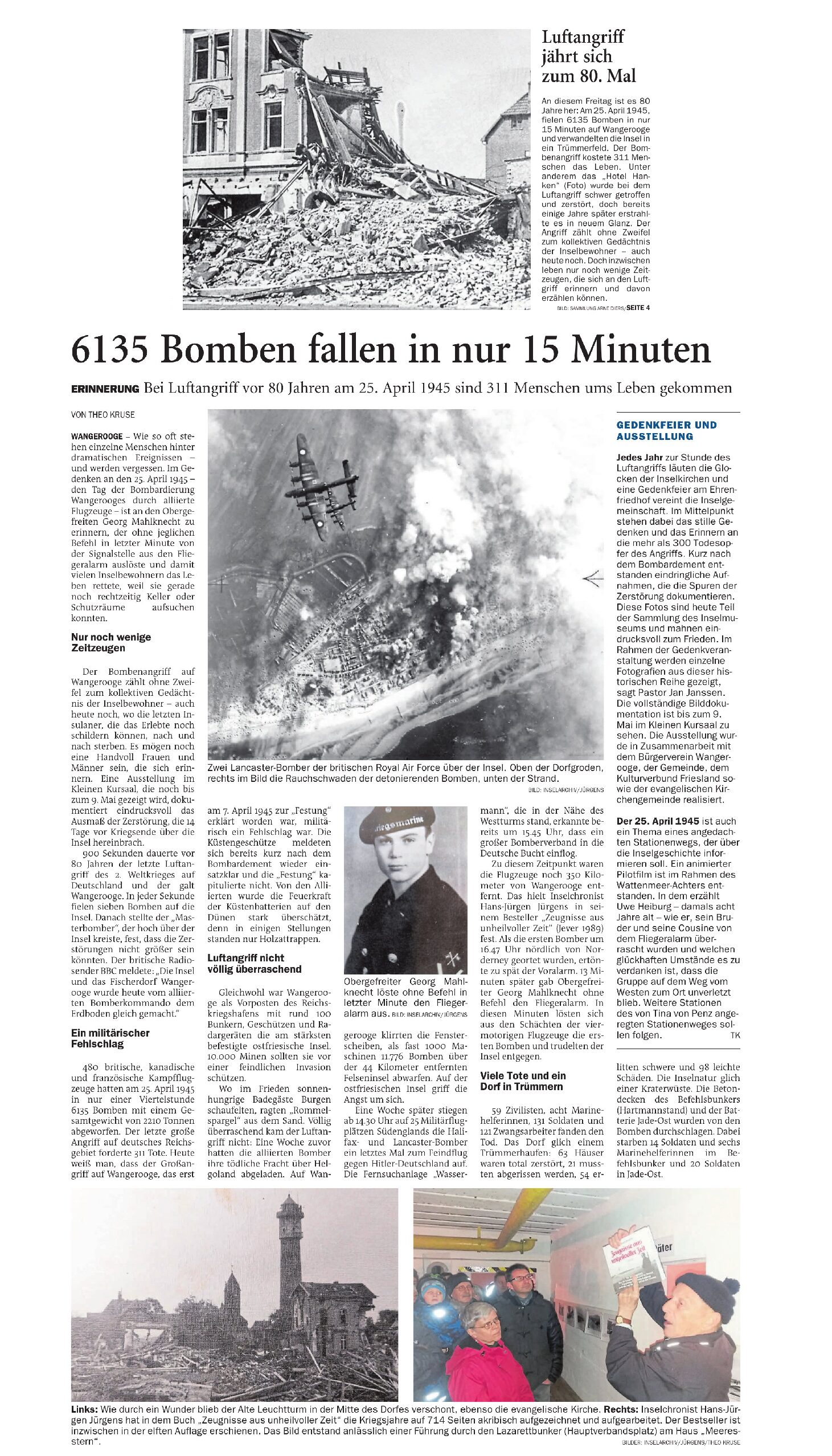 25.04.2025 Jeversches Wochenblatt – Luftangriff jährt sich zum 80. Mal – 6135 Bomben fallen in nur 15 Minuten