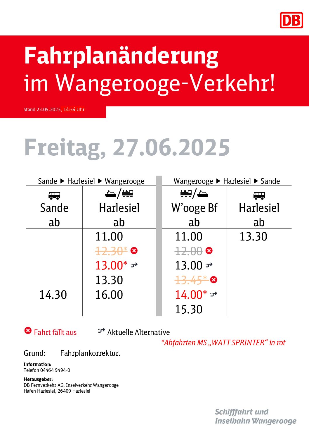23.05.2025 DB/SIW Fahrplankorrektur Fr.27.06.2025