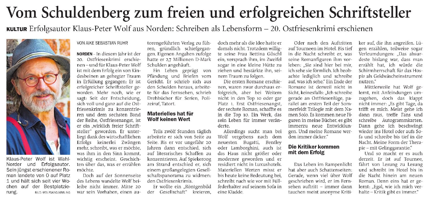 09.03.2026 Jeversches Wochenblatt – Vom Schuldenberg zum freien und erfolgreichen Schriftsteller