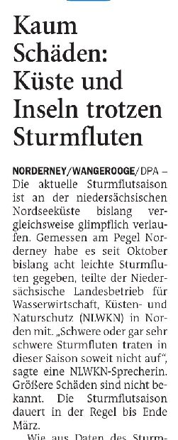 31.03.2026 Jeversches Wochenblatt – Kaum Schäden: Küste und Inseln trotzen Sturmfluten 31.03.2026 Jeversches Wochenblatt – Kaum Schäden: Küste und Inseln trotzen Sturmfluten