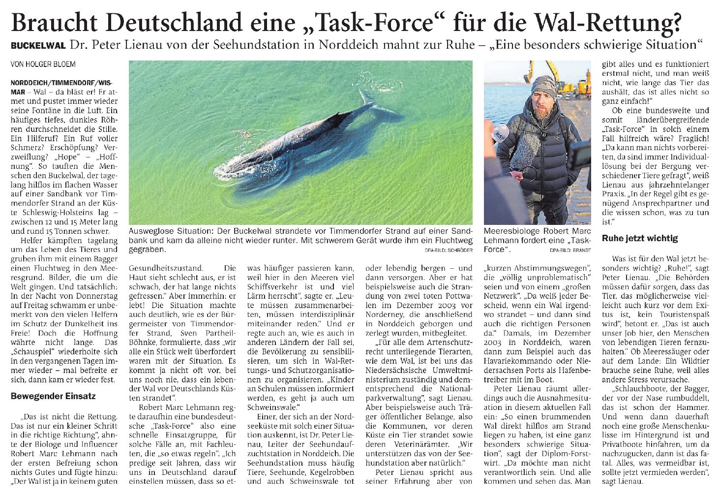 01.04.2026 Jeversches Wochenblatt – Braucht Deutschland eine “Task-Force” für die Walrettung? 01.04.2026 Jeversches Wochenblatt – Braucht Deutschland eine “Task-Force” für die Walrettung?