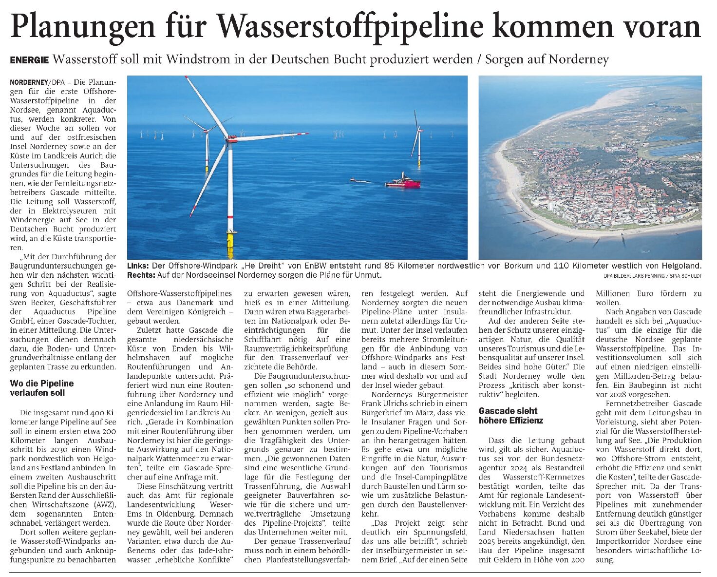21.07.2026 Jeversches Wochenblatt – Planungen für Wasserstoffpipeline kommen voran 21.07.2026 Jeversches Wochenblatt – Planungen für Wasserstoffpipeline kommen voran