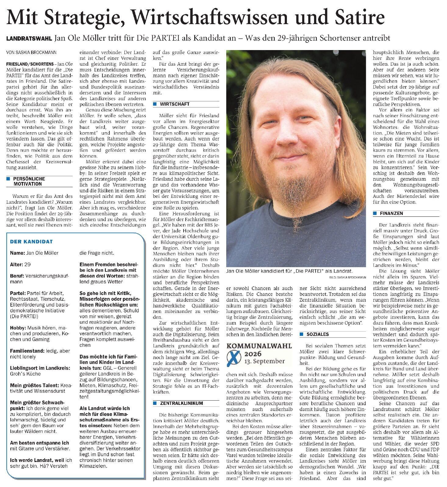 21.08.2026 Jeversches Wochenblatt – Mit Strategie, Wirtschaftswissen und Satire