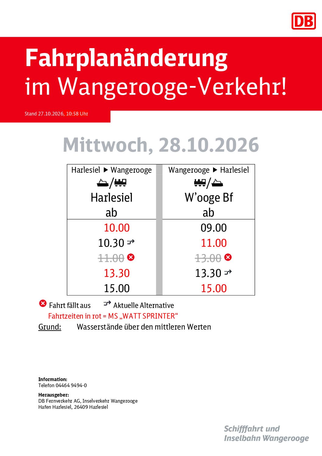 27.10.2026 DB/SIW Fahrplanänderung Mi.28.10.2026 27.10.2026 DB/SIW Fahrplanänderung Mi.28.10.2026